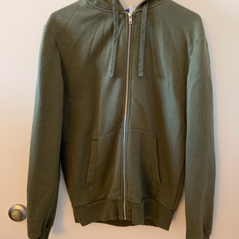 Olive green zip up hoodie